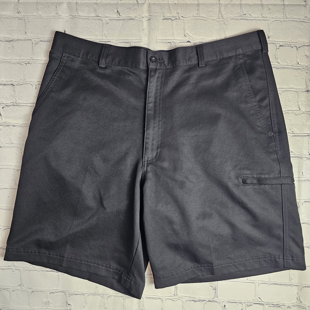 Slazenger Mens Chino Shorts Size 36 Black 100% Polyester Slash Pockets Soft Golf